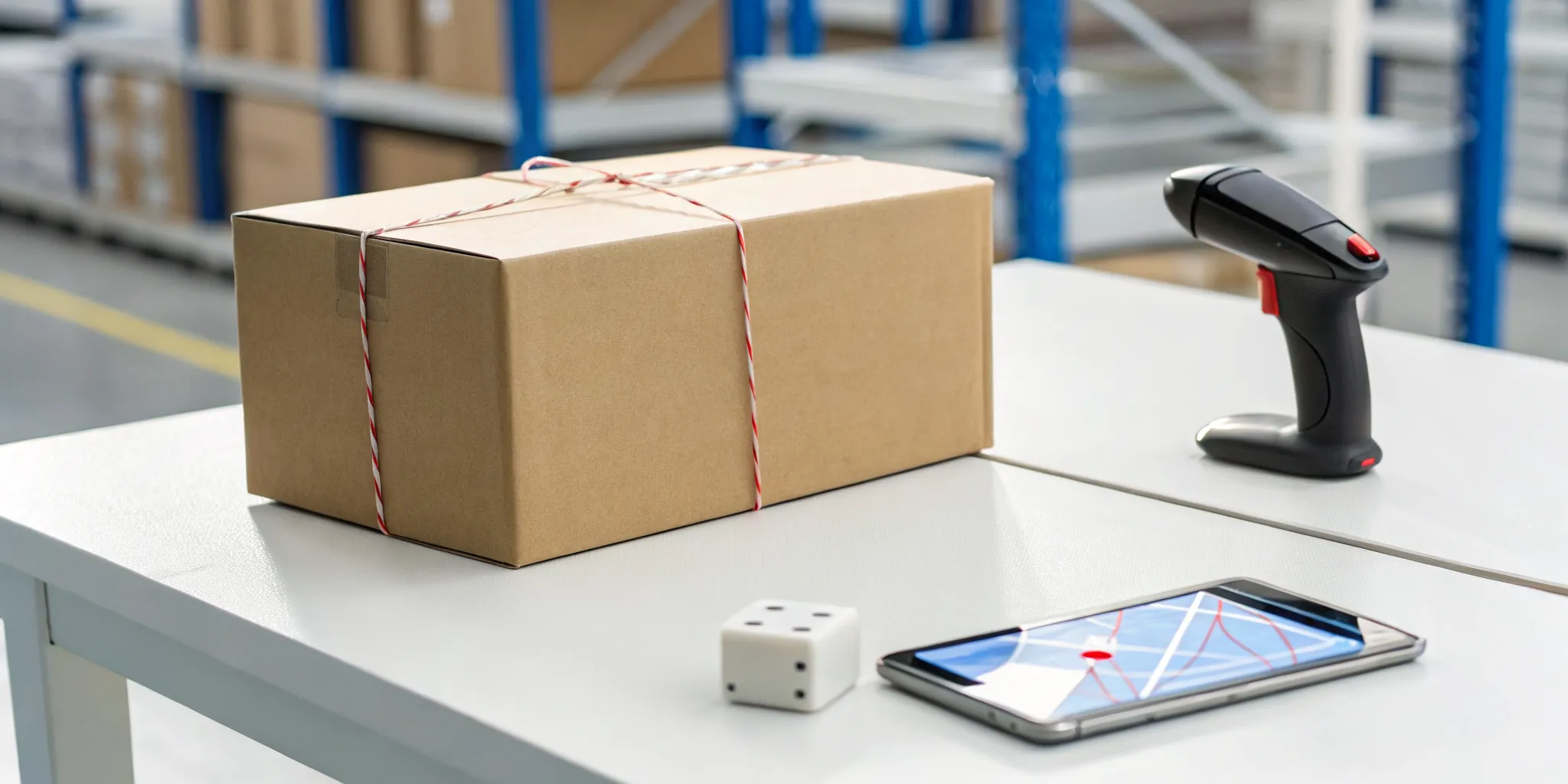 A package's tracking number being scanned to check its shipping location on a smartphone.