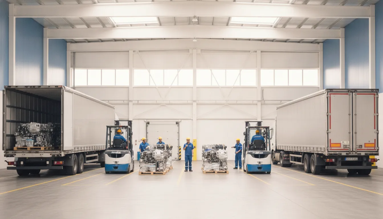 Cross docking logistics services moving freight through a manufacturing terminal